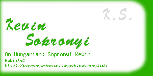 kevin sopronyi business card